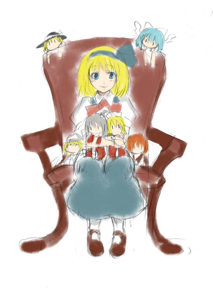 alice margatroid, shinki, yumeko, mai, yuki, and 2 more (touhou) drawn by reon_(saikyou)