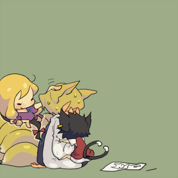 yakumo yukari, yakumo ran, and chen (touhou) drawn by kawanabe