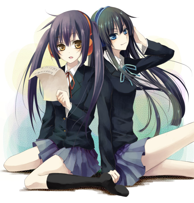akiyama mio and nakano azusa (k-on!) drawn by kainesato