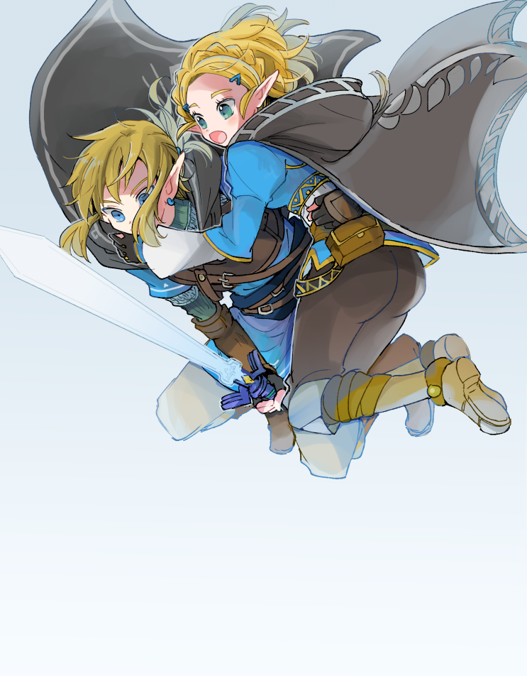 link and princess zelda (the legend of zelda and 1 more) drawn by atsumi_yoshioka