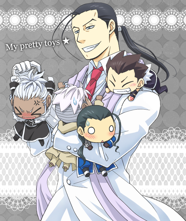 greed, solf j. kimblee, scar, miles, and isaac macdougal (fullmetal alchemist) drawn by ntm