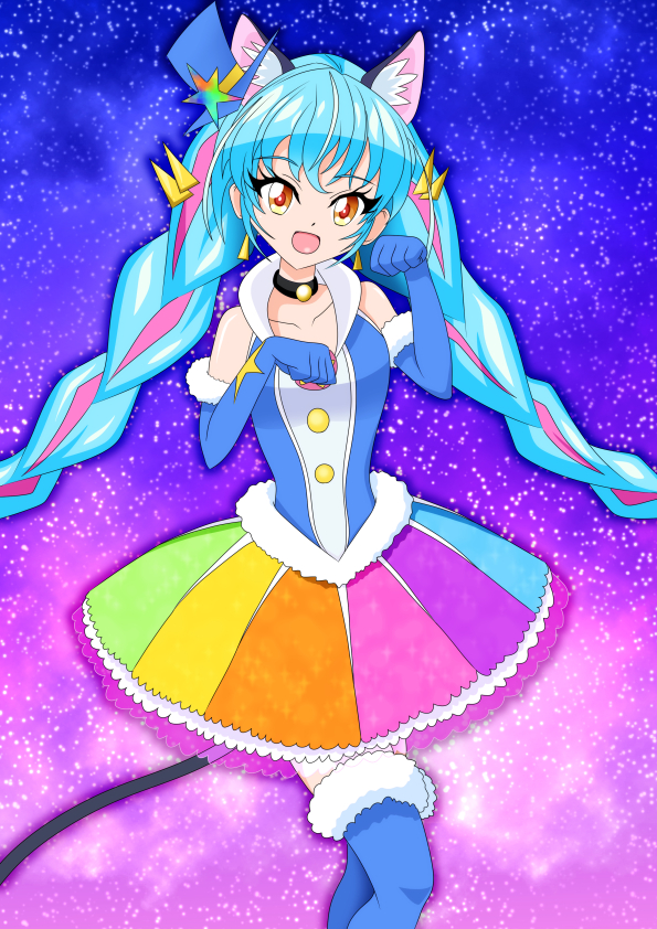 yuni and cure cosmo (precure and 1 more) drawn by igni_suu