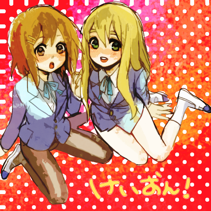 hirasawa yui and kotobuki tsumugi (k-on!) drawn by sarasara