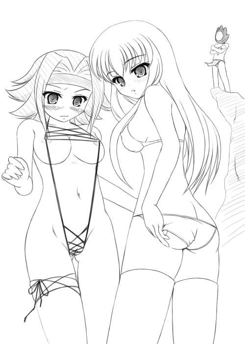 c.c. and kouzuki kallen (code geass) drawn by katsuragi_niya
