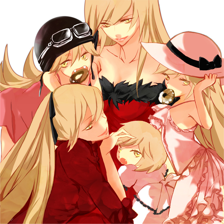 oshino shinobu and kiss-shot acerola-orion heart-under-blade (monogatari and 2 more) drawn by miko_(yayamiko)