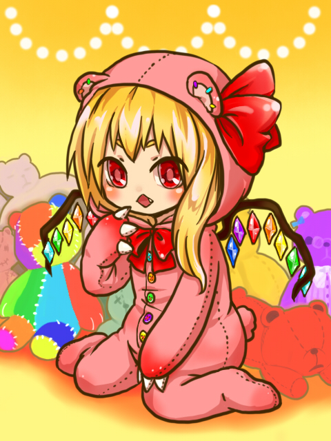 flandre scarlet and gloomy bear (touhou and 1 more) drawn by ameya_nihachi