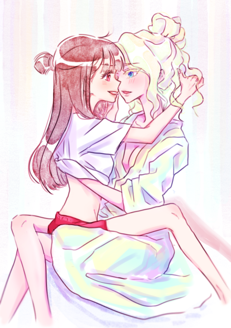 kagari atsuko and diana cavendish (little witch academia) drawn by dochipoo