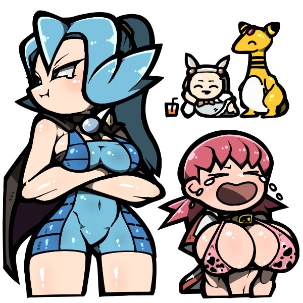 jasmine, ampharos, whitney, and clair (pokemon and 1 more) drawn by name_omoitukan2