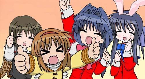 tsukimiya ayu, minase nayuki, kawasumi mai, and misaka shiori (lucky star and 1 more)