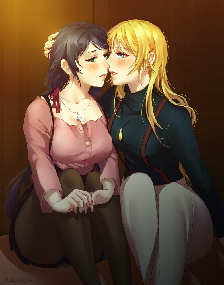tojo nozomi and ayase eli (love live! and 1 more) drawn by lilaccu
