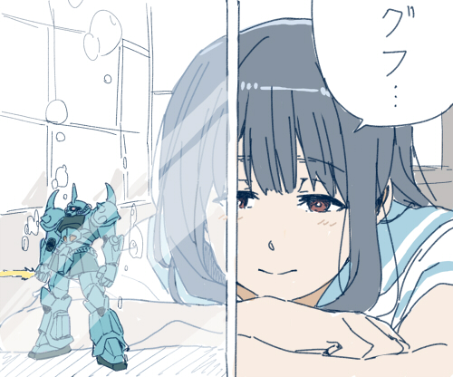 yoroizuka mizore and gouf (gundam and 3 more) drawn by ree_(re-19)