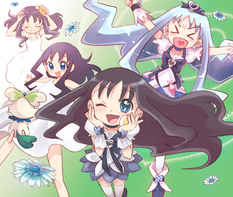 kurumi erika, cure marine, and coffret (precure and 1 more) drawn by oota