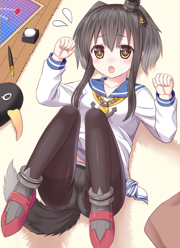 tokitsukaze and failure penguin (kantai collection) drawn by tukino_neru