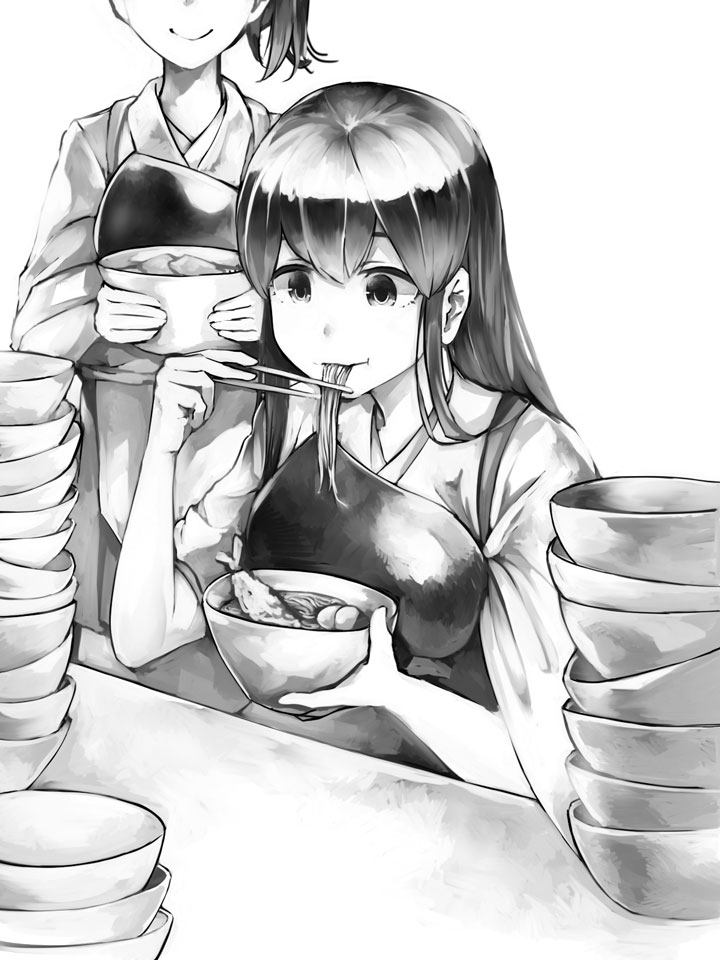 kaga and akagi (kantai collection) drawn by kurou_(bcrow)