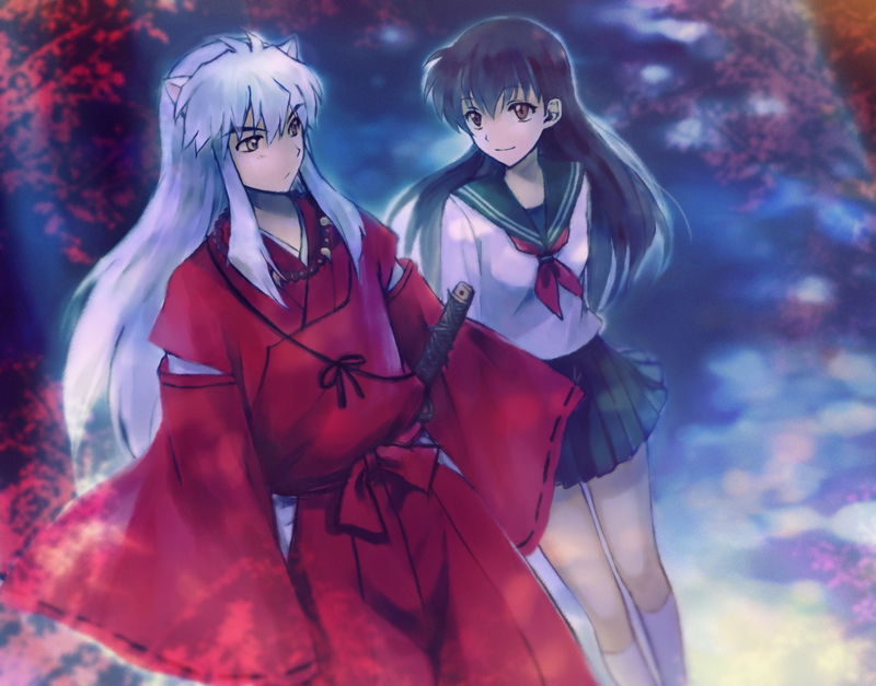 inuyasha and higurashi kagome (inuyasha) drawn by mg_(mica)
