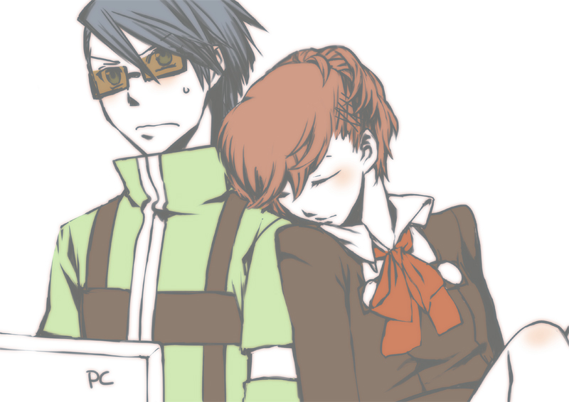 shiomi kotone and shirato jin (persona and 2 more) drawn by natsume_(pixiv484205)