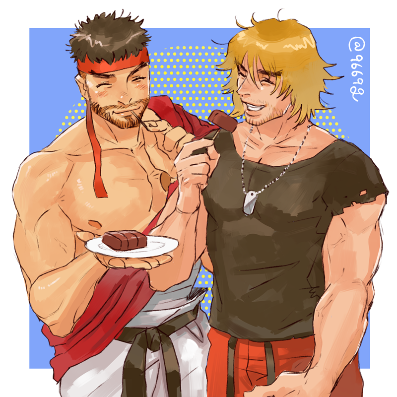 ryu and ken masters (street fighter and 1 more) drawn by kurononekojyo