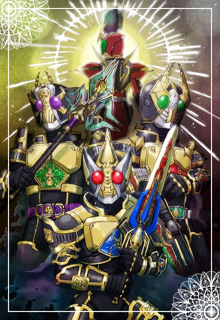 kamen rider blade, kamen rider chalice, kamen rider leangle, and kamen rider wild chalice (kamen rider and 1 more) drawn by moi_(yfvlibbl9i)