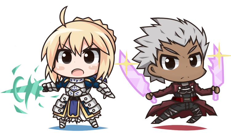 artoria pendragon, saber, and archer (fate and 2 more) drawn by mojinchin