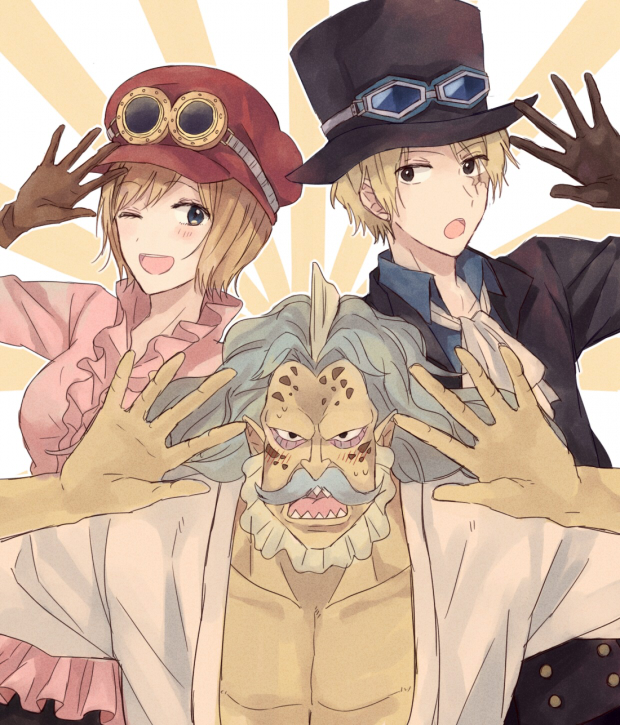 sabo, koala, and hack (one piece) drawn by 234_(1234!)