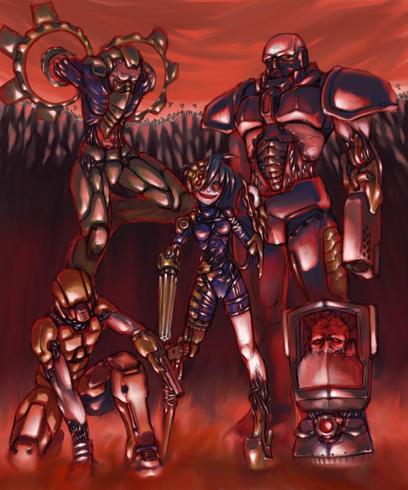 technician, iron maiden, icarus, gunner, and grunt (pixiv fantasia and 4 more) drawn by wasprade