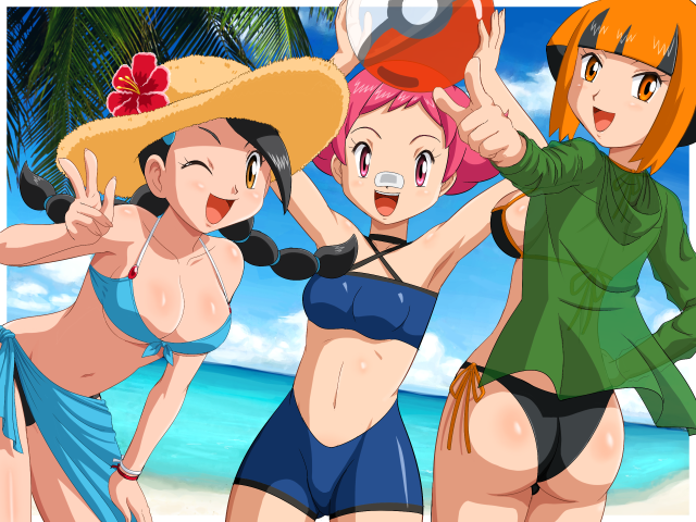 gardenia, candice, and maylene (pokemon and 1 more) drawn by pokemoa