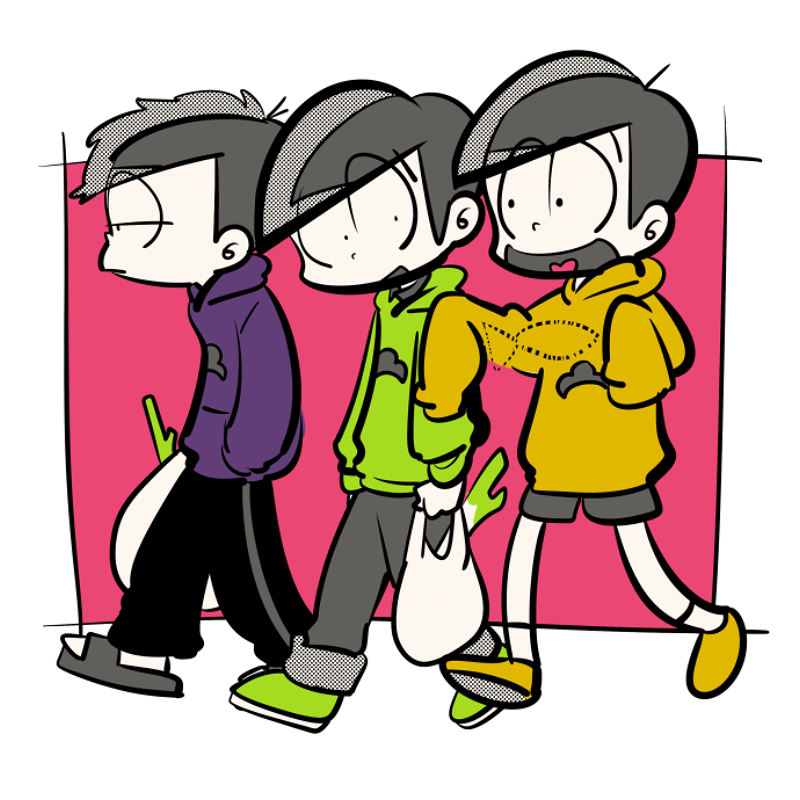 matsuno ichimatsu, matsuno jyushimatsu, and matsuno choromatsu (osomatsu and 1 more) drawn by sameyama_jiro