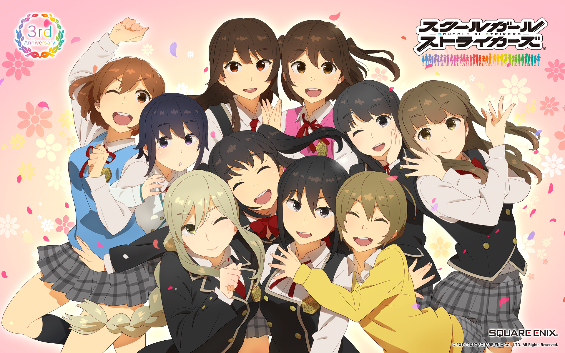 Yaginuma Io Sajima Yumi Miyama Tsubame Sumihara Satoka Kannagi Shiori And 5 More School Girl Strikers Drawn By Kobayashi Gen Danbooru