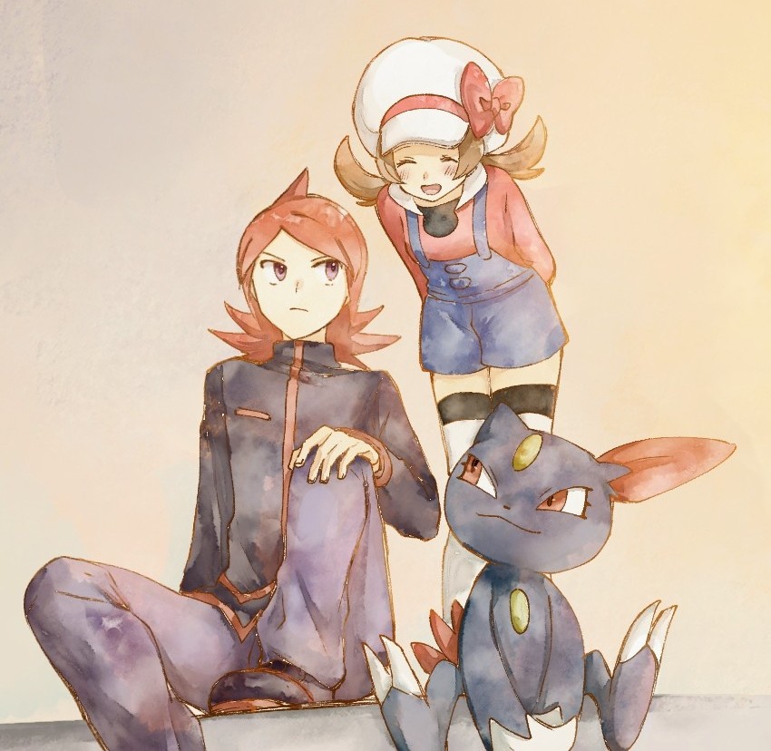 lyra, silver, and sneasel (pokemon and 1 more) drawn by asuka_rkgk