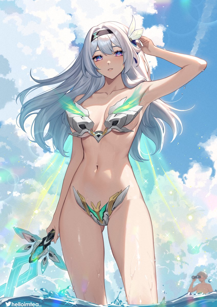 trailblazer, firefly, and caelus (honkai and 1 more) drawn by helloimtea
