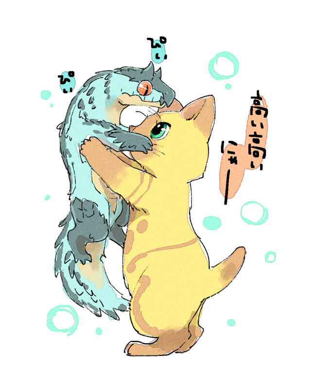 felyne and tobi-kadachi (monster hunter) drawn by yoichi_sogou
