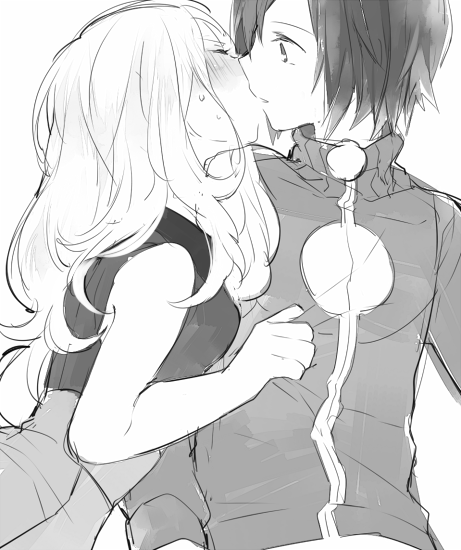 serena and calem (pokemon and 1 more) drawn by petitbisou