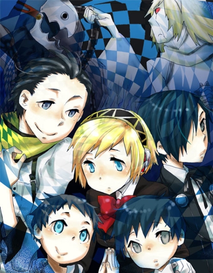 yuuki makoto, aigis, mochizuki ryouji, thanatos, and pharos (persona and 1 more) drawn by suminohirune
