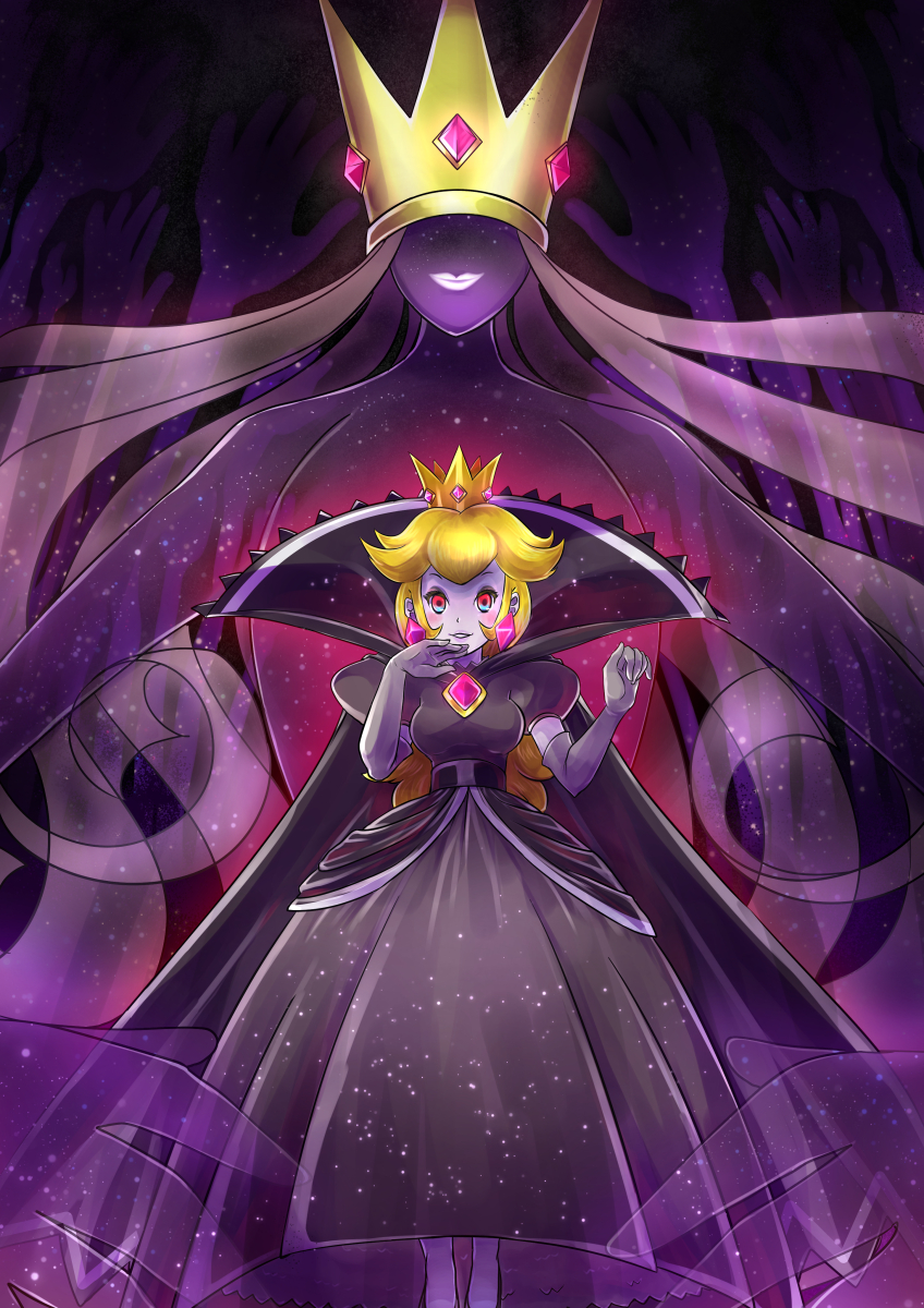 princess peach and shadow queen (mario and 2 more) drawn by konna-nani
