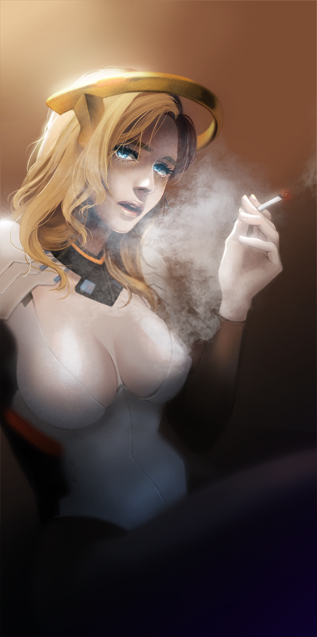 mercy (overwatch and 1 more) drawn by postal_cobe