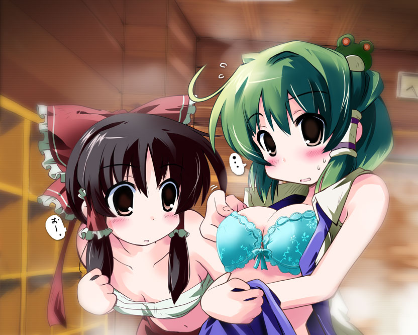 hakurei reimu and kochiya sanae (touhou) drawn by morogami_ryou