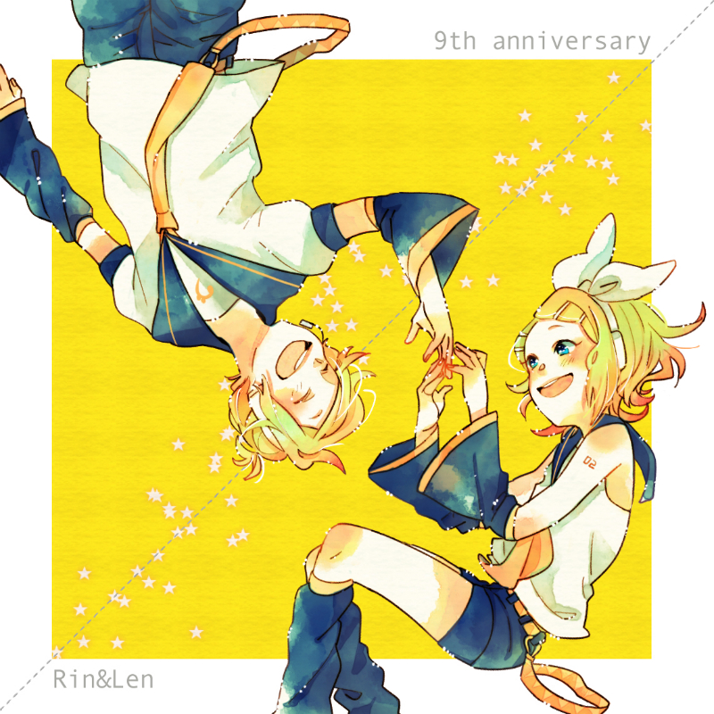 kagamine rin and kagamine len (vocaloid) drawn by michiko_(nohohon-ya)