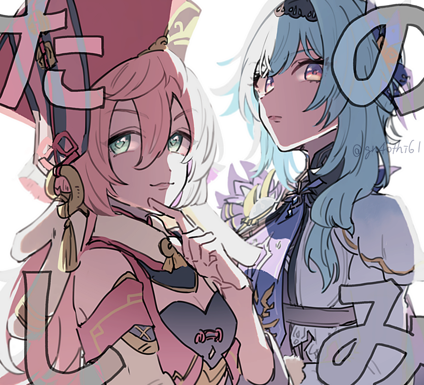 eula and yanfei (genshin impact) drawn by suitchi_(gn4othi61)