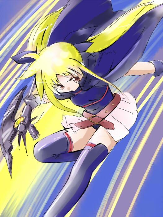 fate testarossa and bardiche (lyrical nanoha and 2 more) drawn by jason_(kaiten_kussaku_kikou)