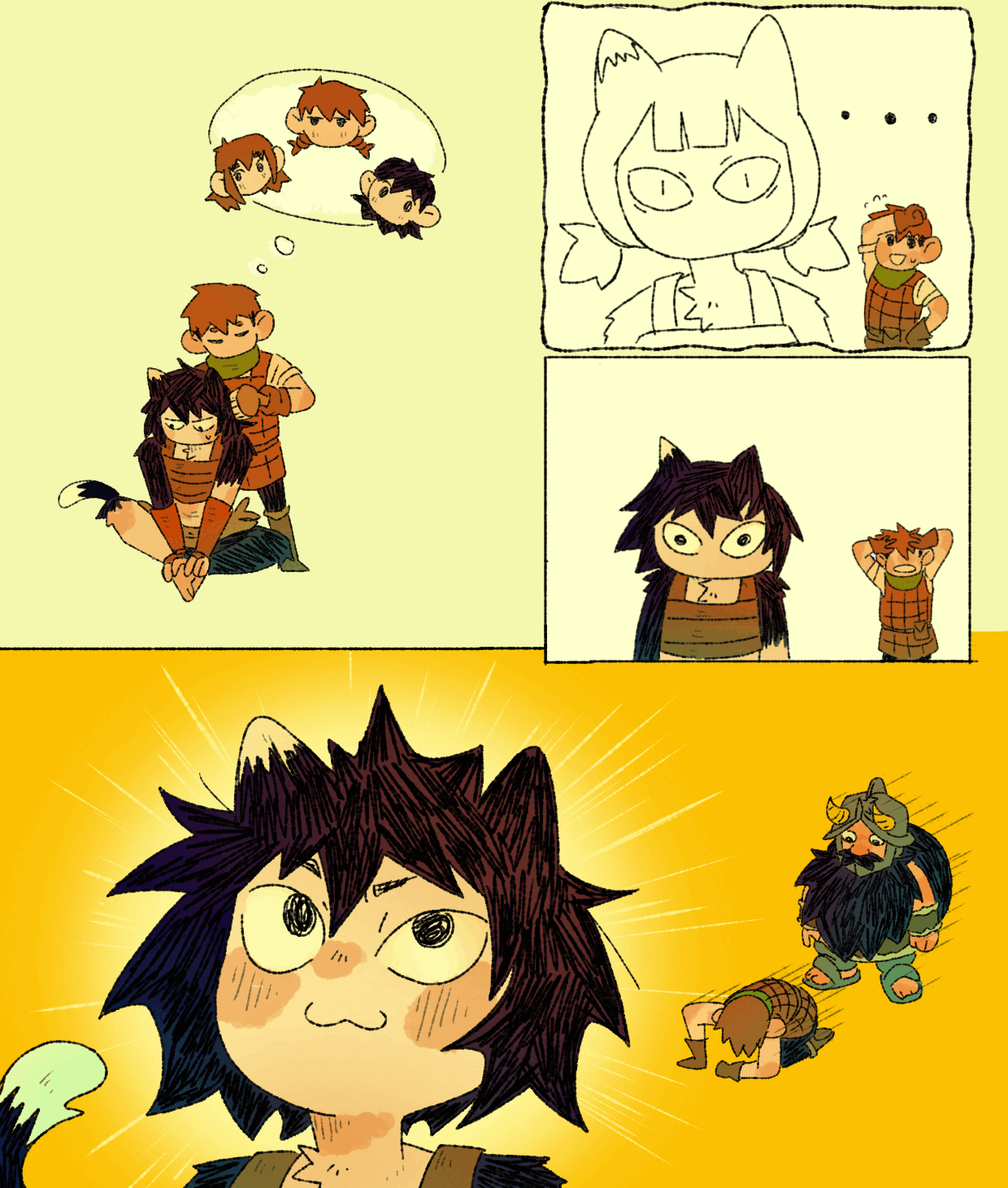 senshi, chilchuck tims, izutsumi, mayjack, fullertom, and 1 more (dungeon meshi) drawn by cutystuffy