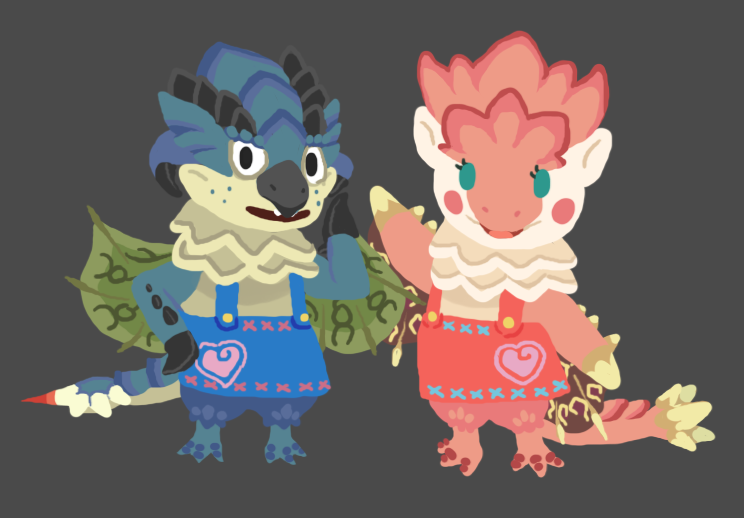 rathalos, rathian, reese, cyrus, pink rathian, and 1 more (monster hunter and 1 more) drawn by pasteldeity