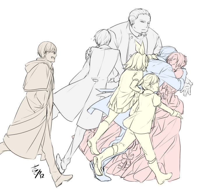 kagamine rin, kagamine len, kaito, meiko, hiyama kiyoteru, and 8 more (vocaloid and 2 more) drawn by ichi_ka