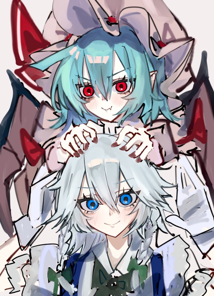 remilia scarlet and izayoi sakuya (touhou) drawn by nari_(bikkii)