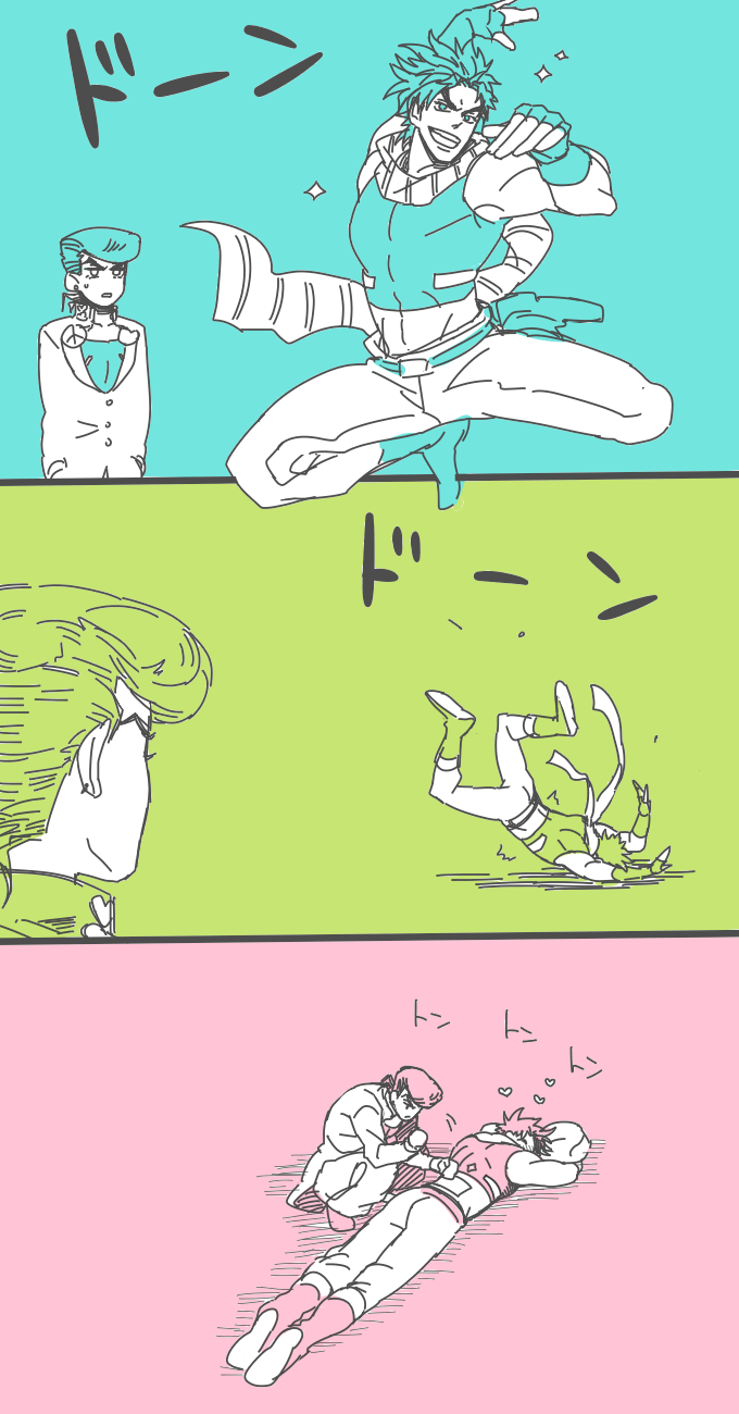joseph joestar and higashikata josuke (jojo no kimyou na bouken and 1 more) drawn by shibakou