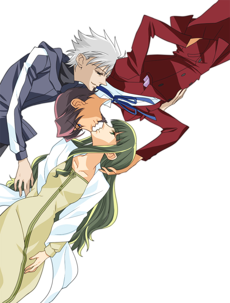matou kariya, tohsaka tokiomi, and tohsaka aoi (fate and 2 more) drawn by hazuki_jun