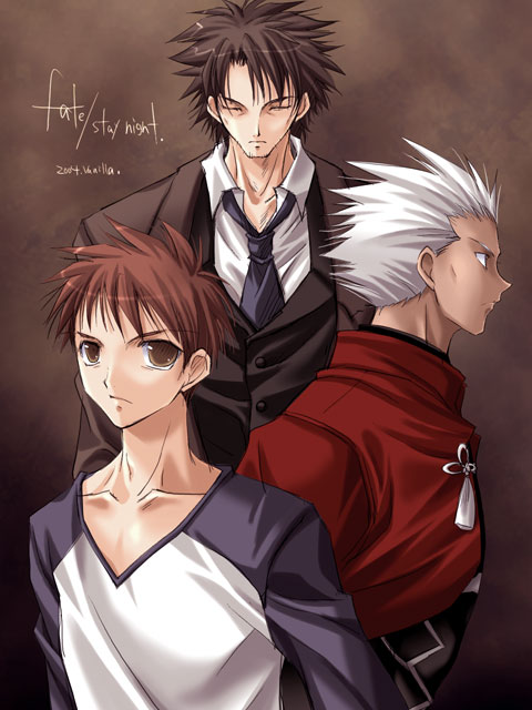 emiya shirou, archer, and emiya kiritsugu (fate and 1 more) drawn by vanilla_(nicolla)