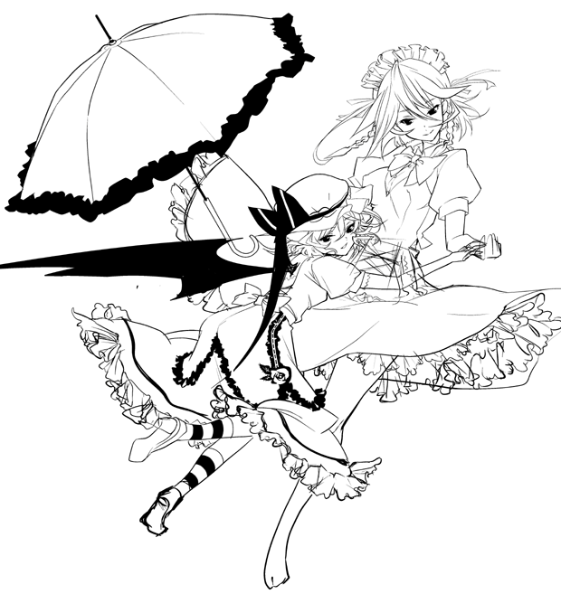 remilia scarlet and izayoi sakuya (touhou) drawn by shizumi_satou