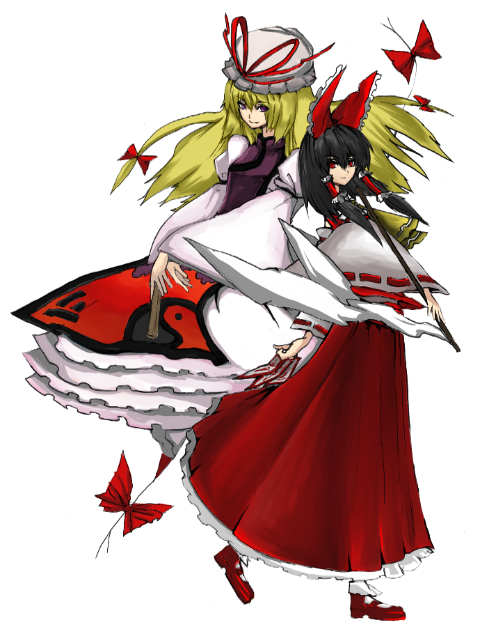 hakurei reimu and yakumo yukari (touhou) drawn by masuzou