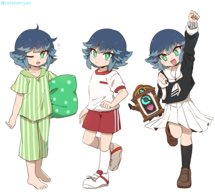 himekawa fubuki and broken clock (youkai watch and 1 more) drawn by tabana