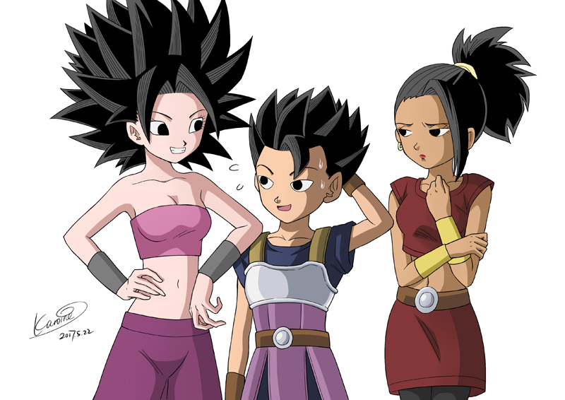 caulifla, kale, and cabba (dragon ball and 1 more) drawn by karoine